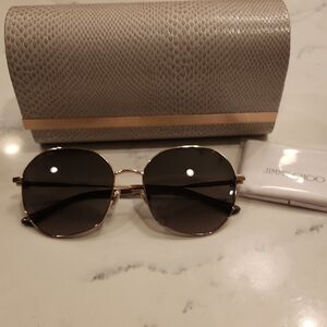 Jimmy Choo Elegant Gold Sunglasses with Black Lenses